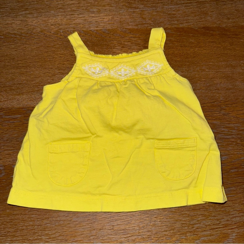 Carter's Baby Girls' Bright Yellow Shirt With White Embroidery.
